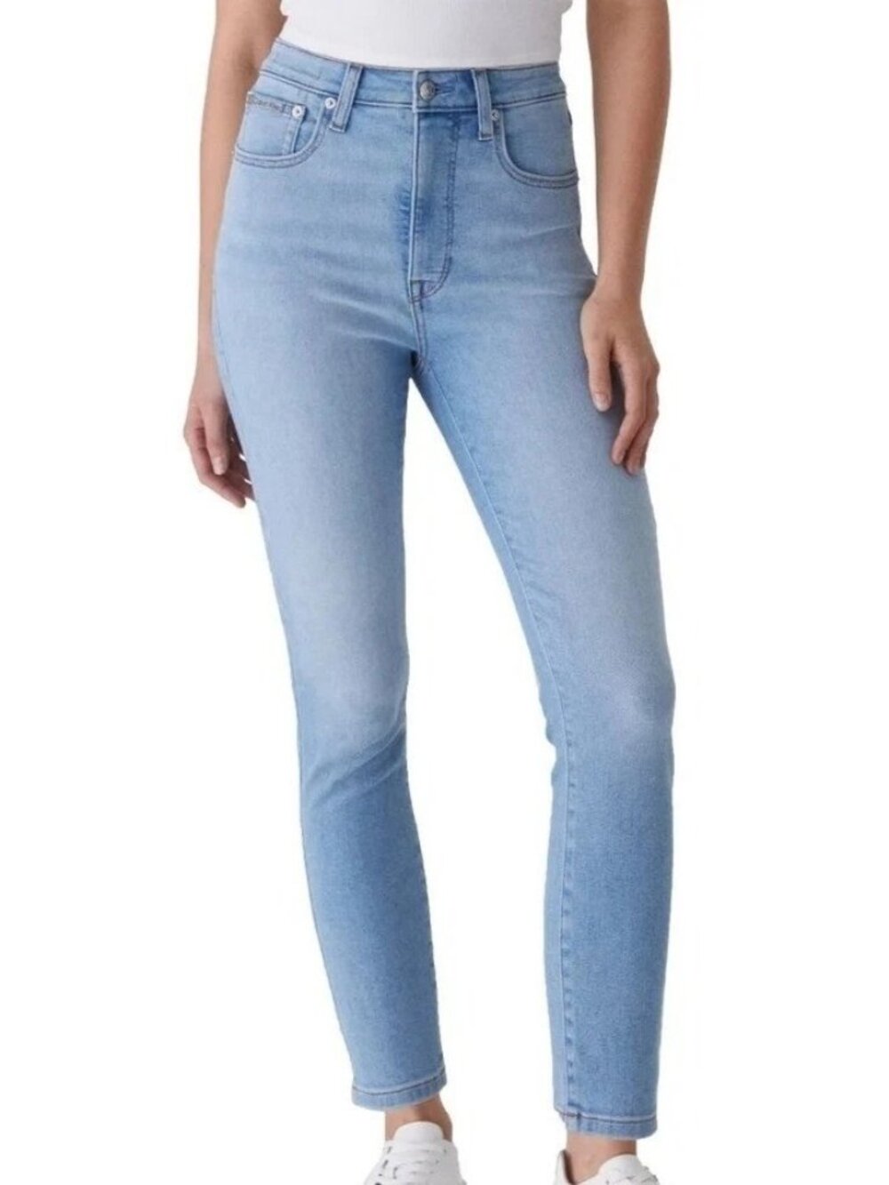 Calvin Klein Women's 32 High Rise Skinny Ankle Jeans Light Wash Denim